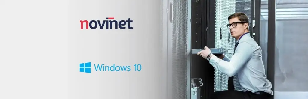 Mitarbeiter im Serverschrank Novinet Support für Windows 10